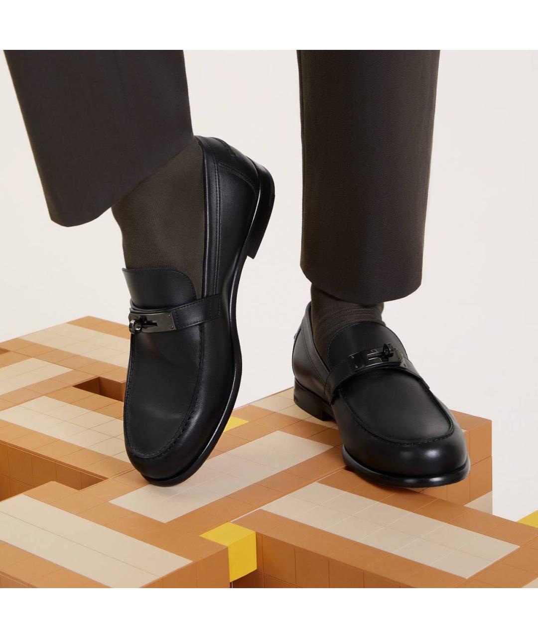 HERMES Черные кожаные туфли, фото 4