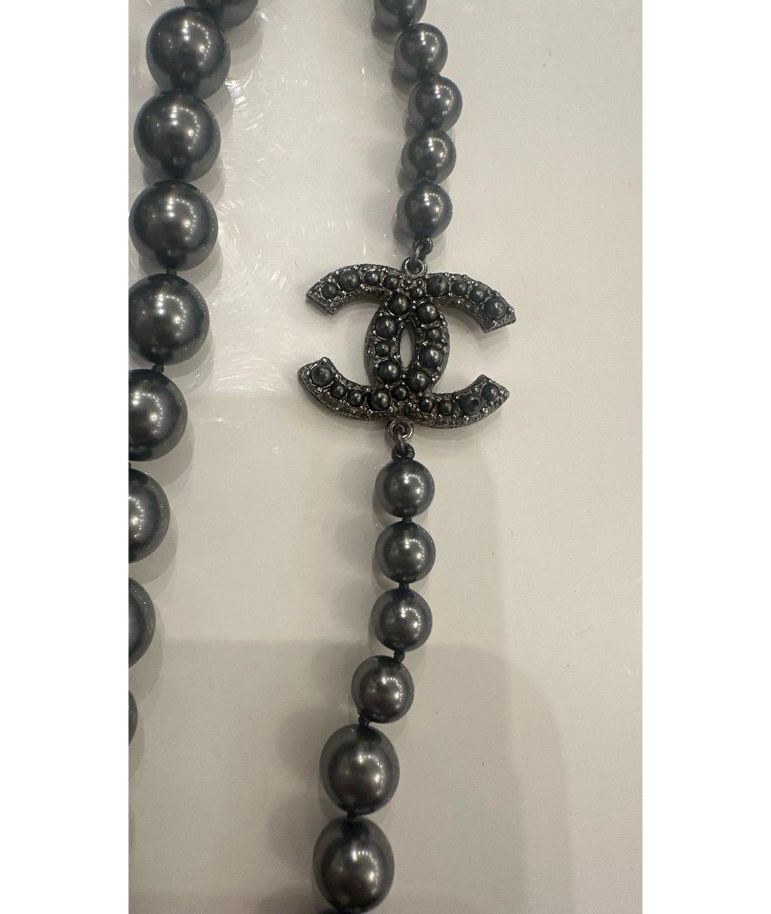 CHANEL Антрацитовое жемчужное колье, фото 4
