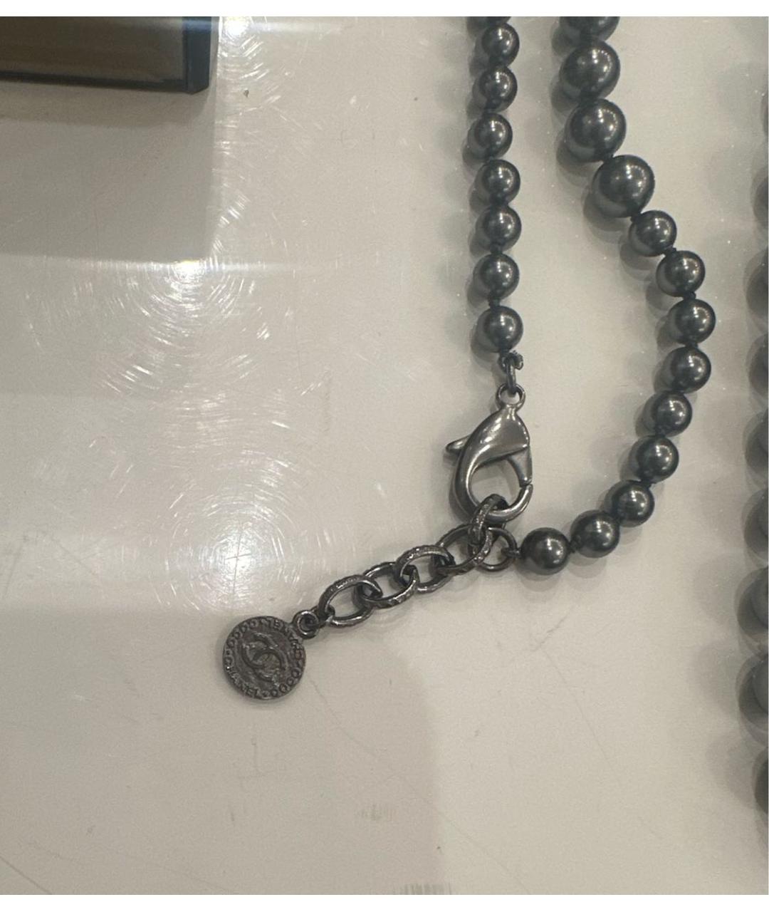 CHANEL Антрацитовое жемчужное колье, фото 2