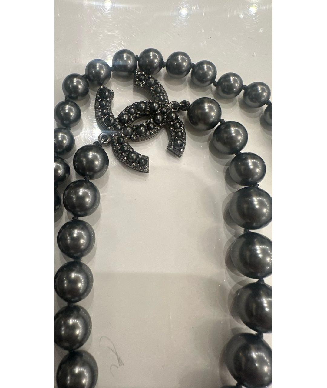 CHANEL Антрацитовое жемчужное колье, фото 3
