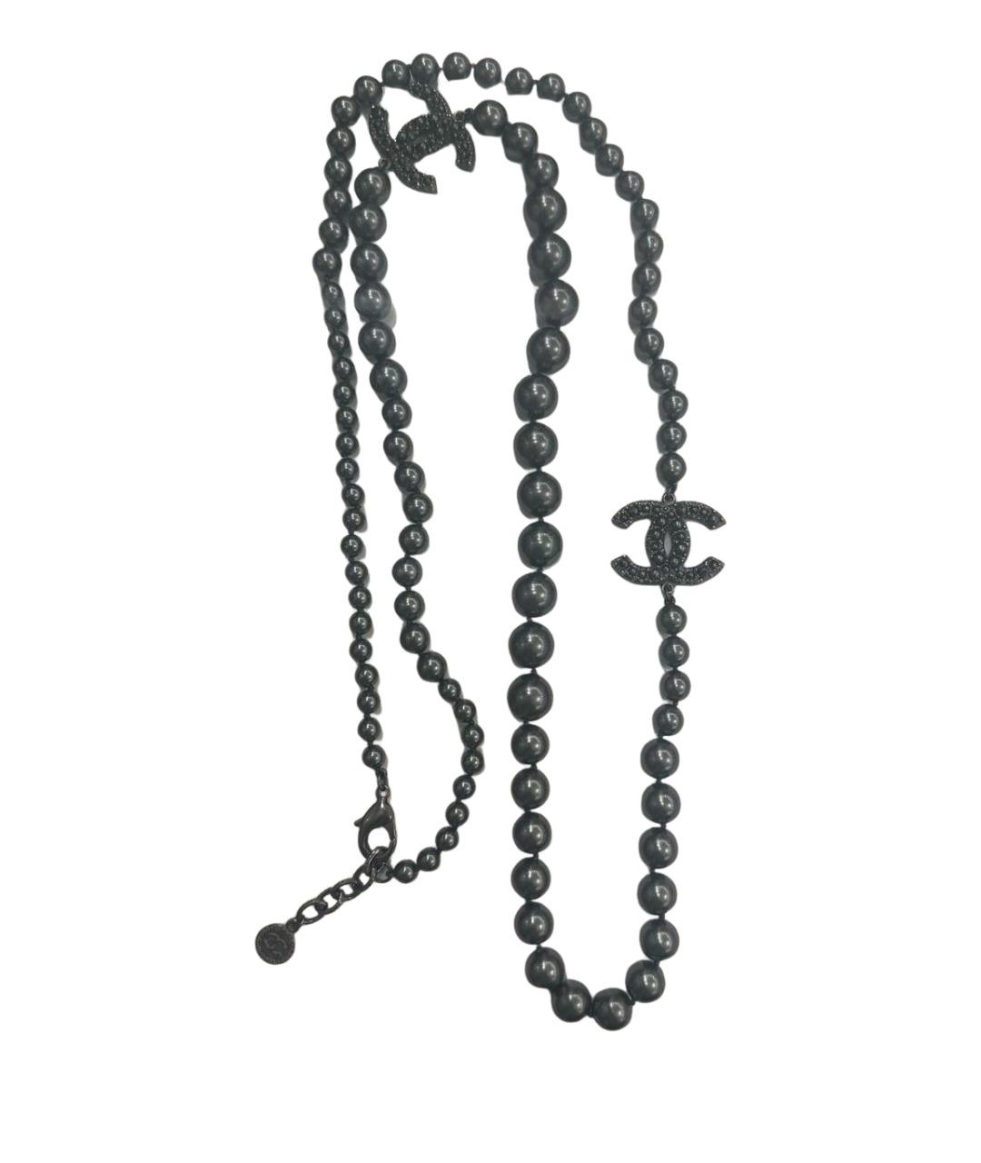 CHANEL Антрацитовое жемчужное колье, фото 1