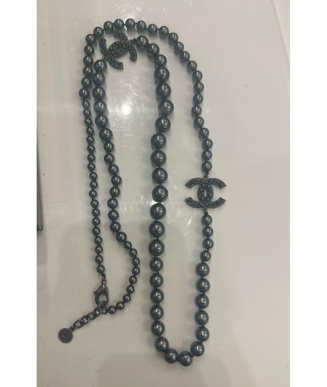 CHANEL Антрацитовое жемчужное колье, фото 6