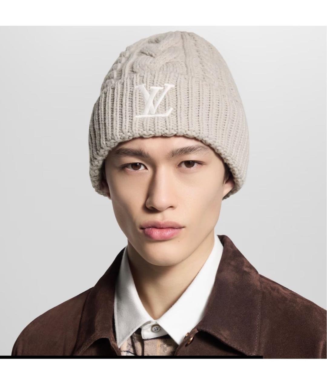 LOUIS VUITTON Бежевая шерстяная шапка, фото 8