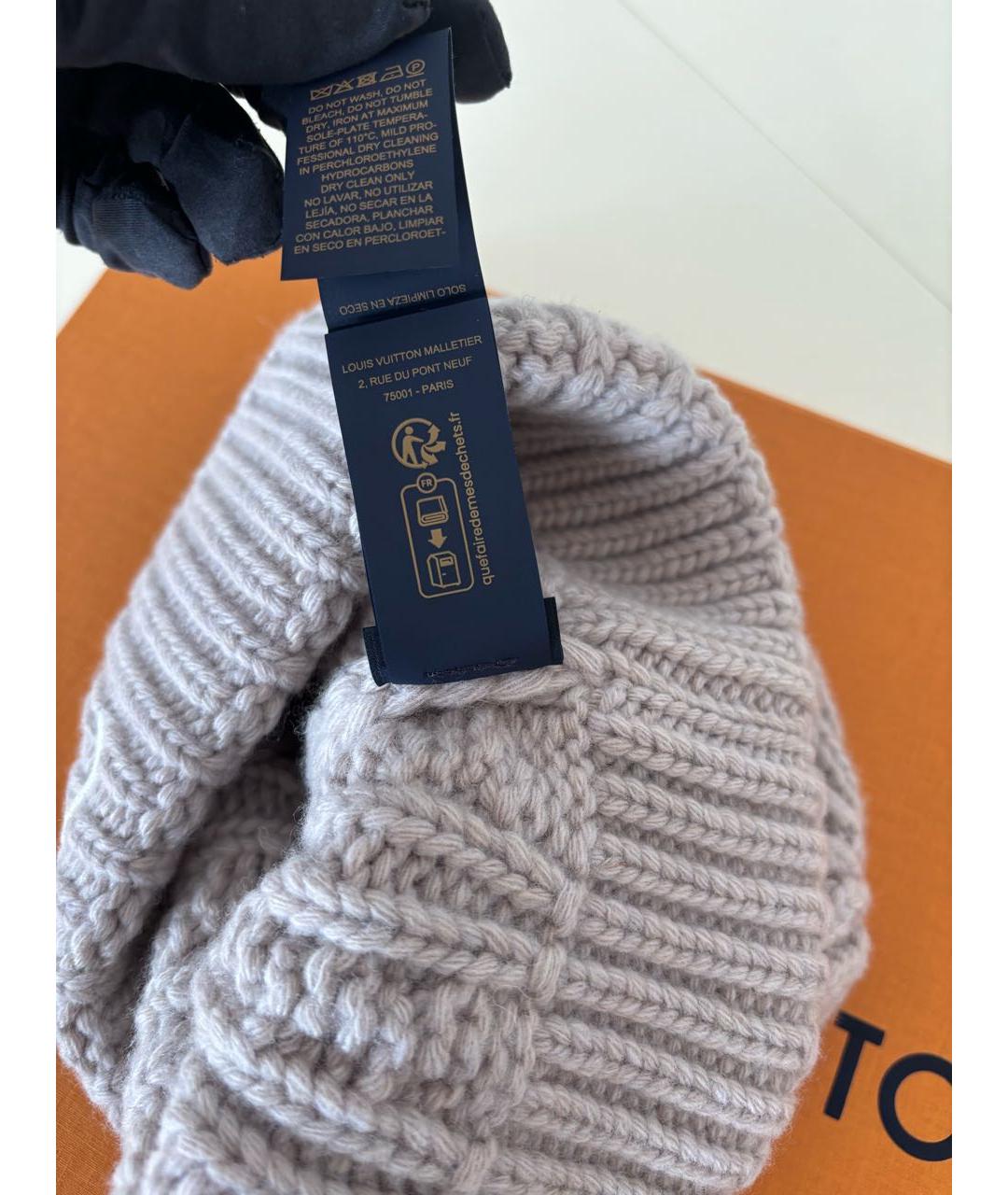 LOUIS VUITTON Бежевая шерстяная шапка, фото 7