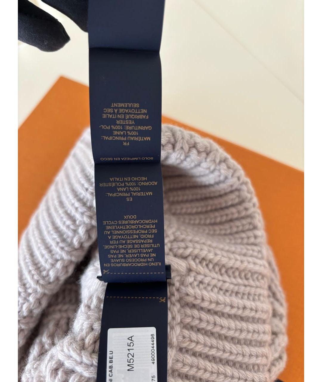 LOUIS VUITTON Бежевая шерстяная шапка, фото 5