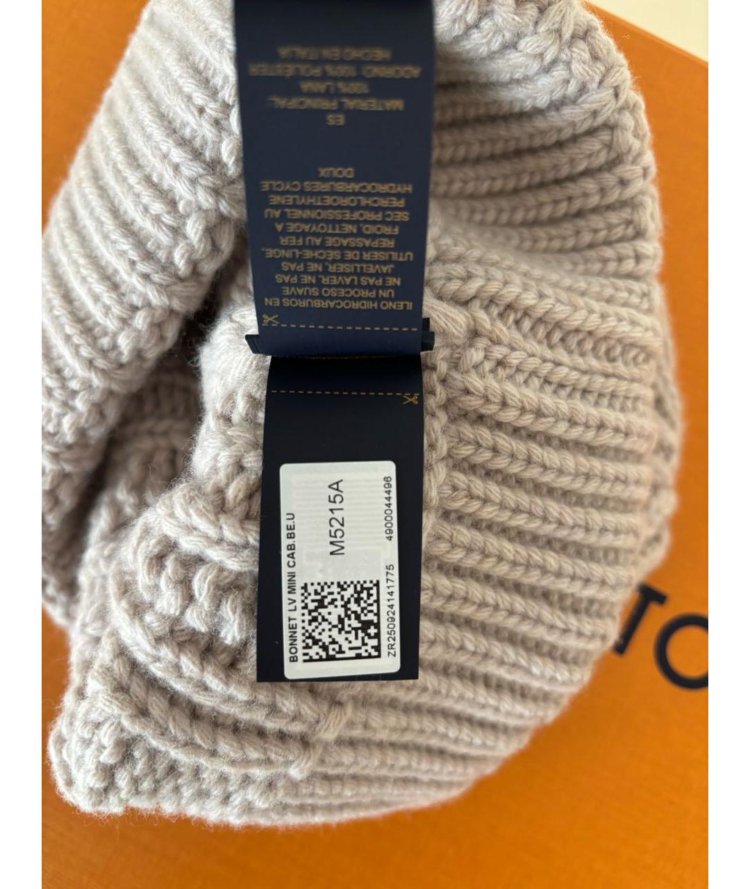 LOUIS VUITTON Бежевая шерстяная шапка, фото 6