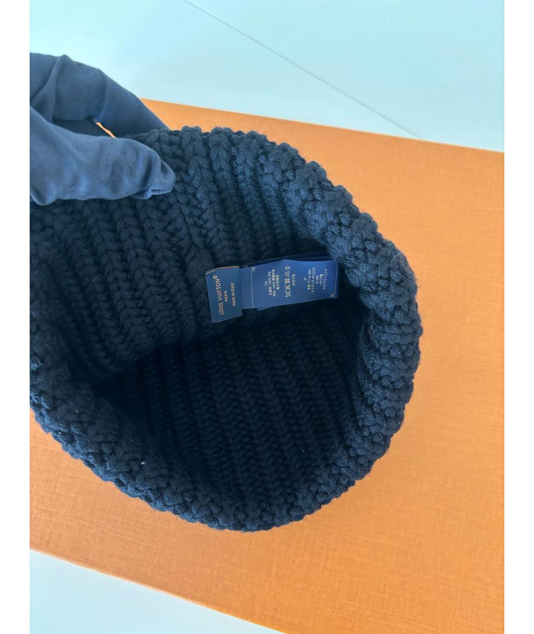 LOUIS VUITTON Черная шерстяная шапка, фото 4