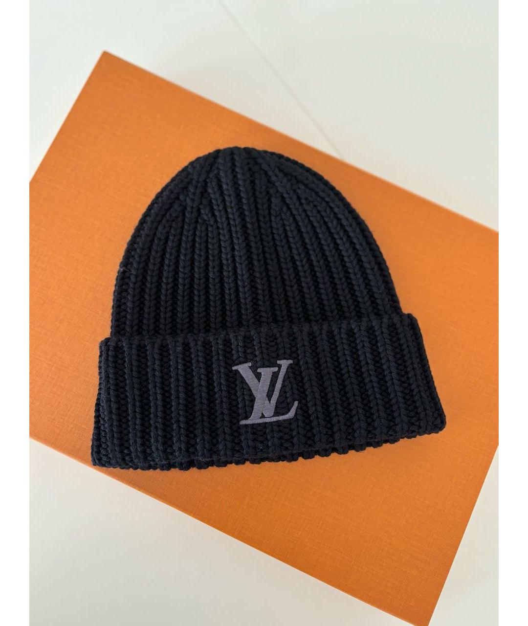 LOUIS VUITTON Черная шерстяная шапка, фото 2
