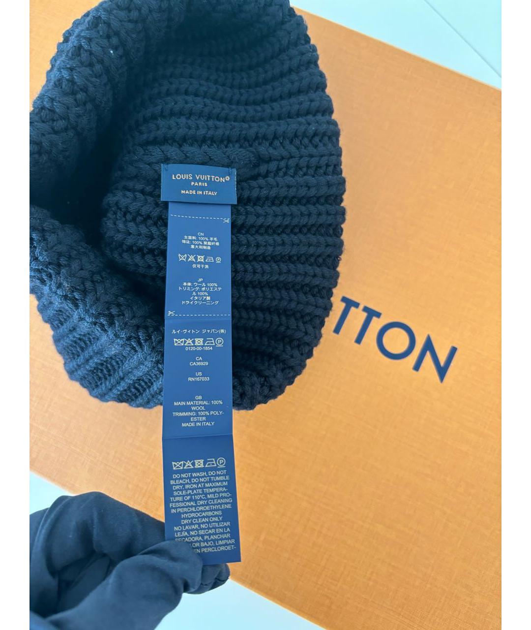 LOUIS VUITTON Черная шерстяная шапка, фото 5