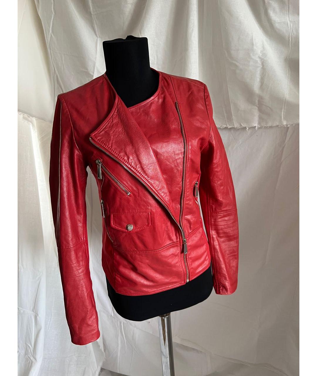 PINKO Красная кожаная куртка, фото 8