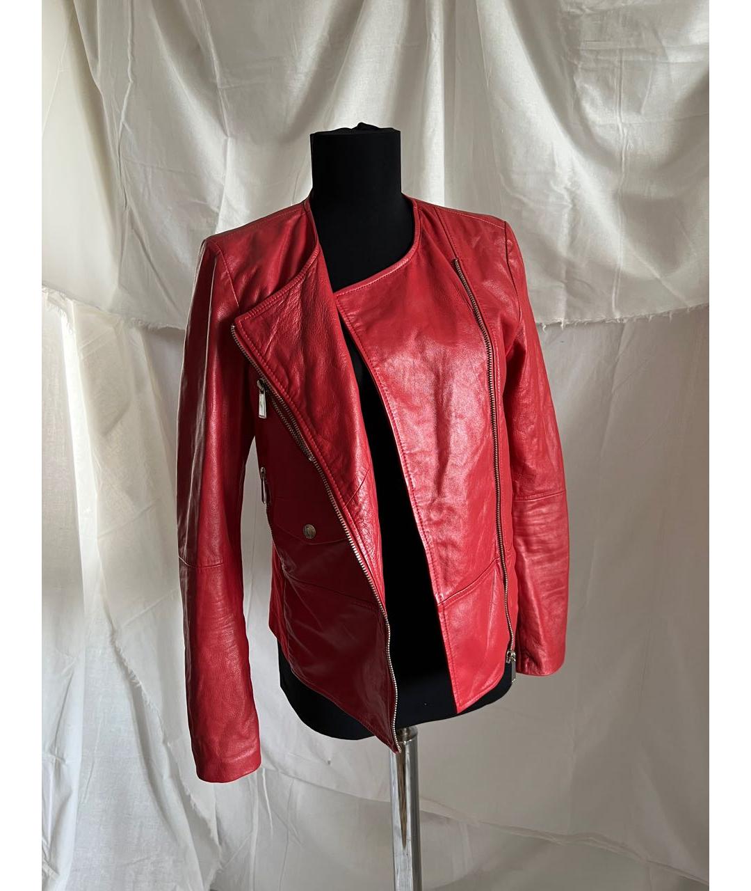 PINKO Красная кожаная куртка, фото 3