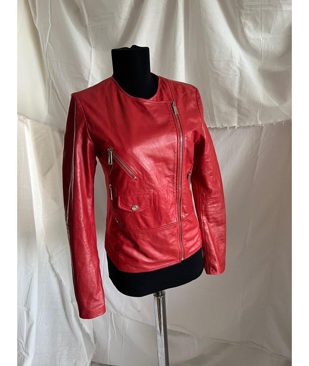 PINKO Красная кожаная куртка, фото 7