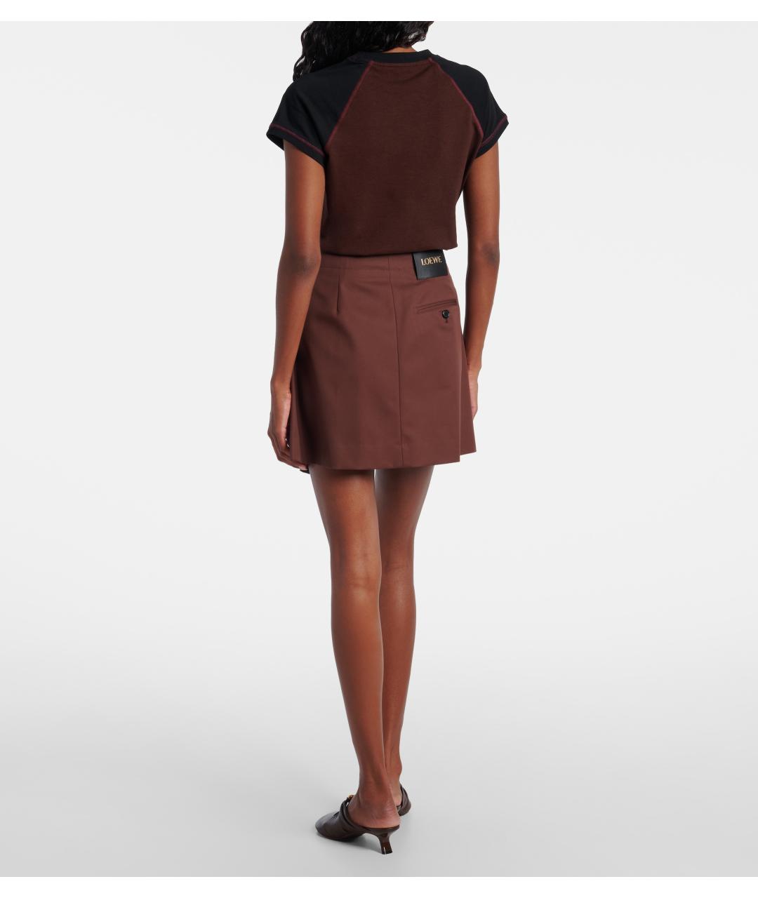 LOEWE Коричневая хлопковая юбка мини, фото 6
