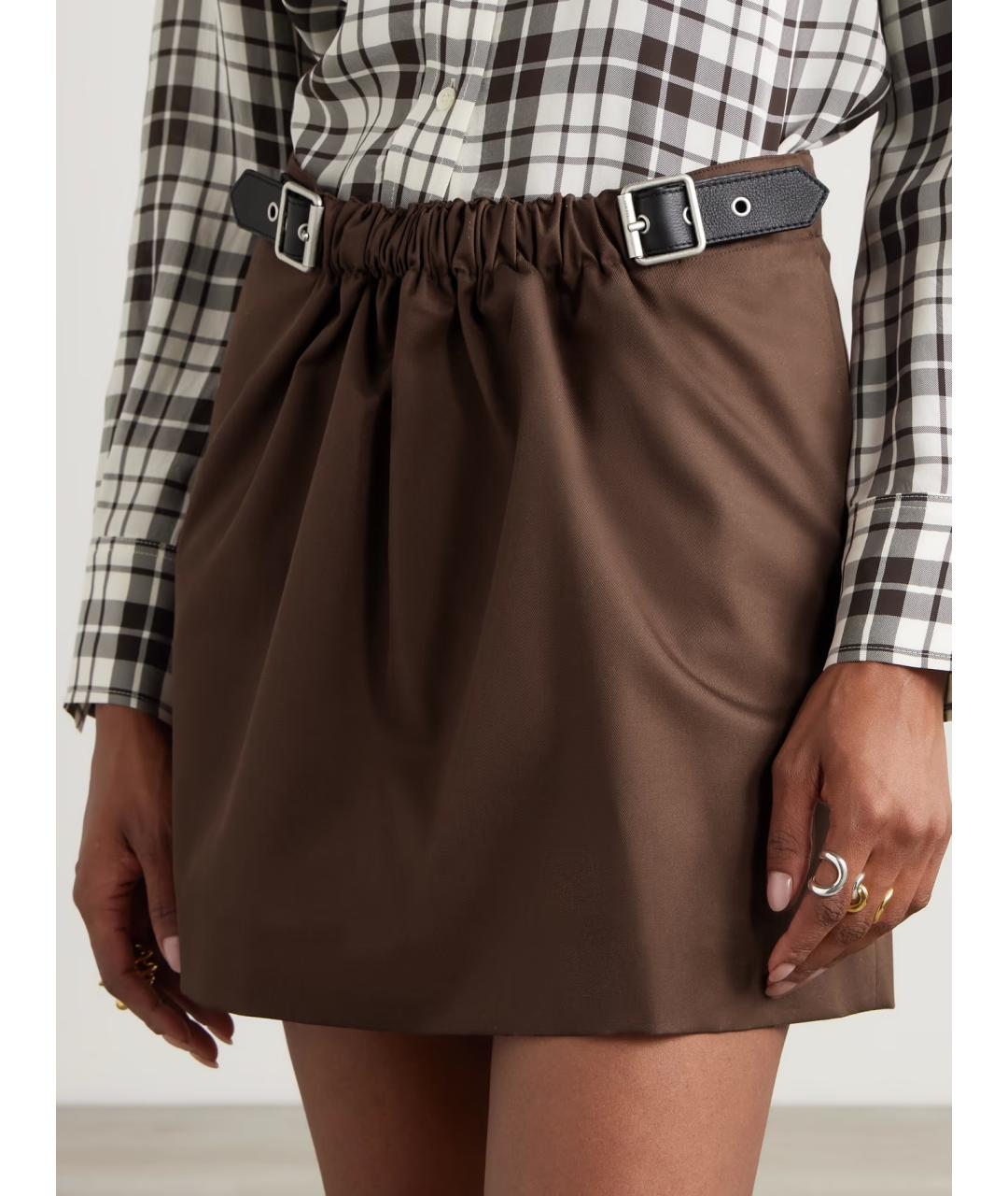 LOEWE Коричневая хлопковая юбка мини, фото 2
