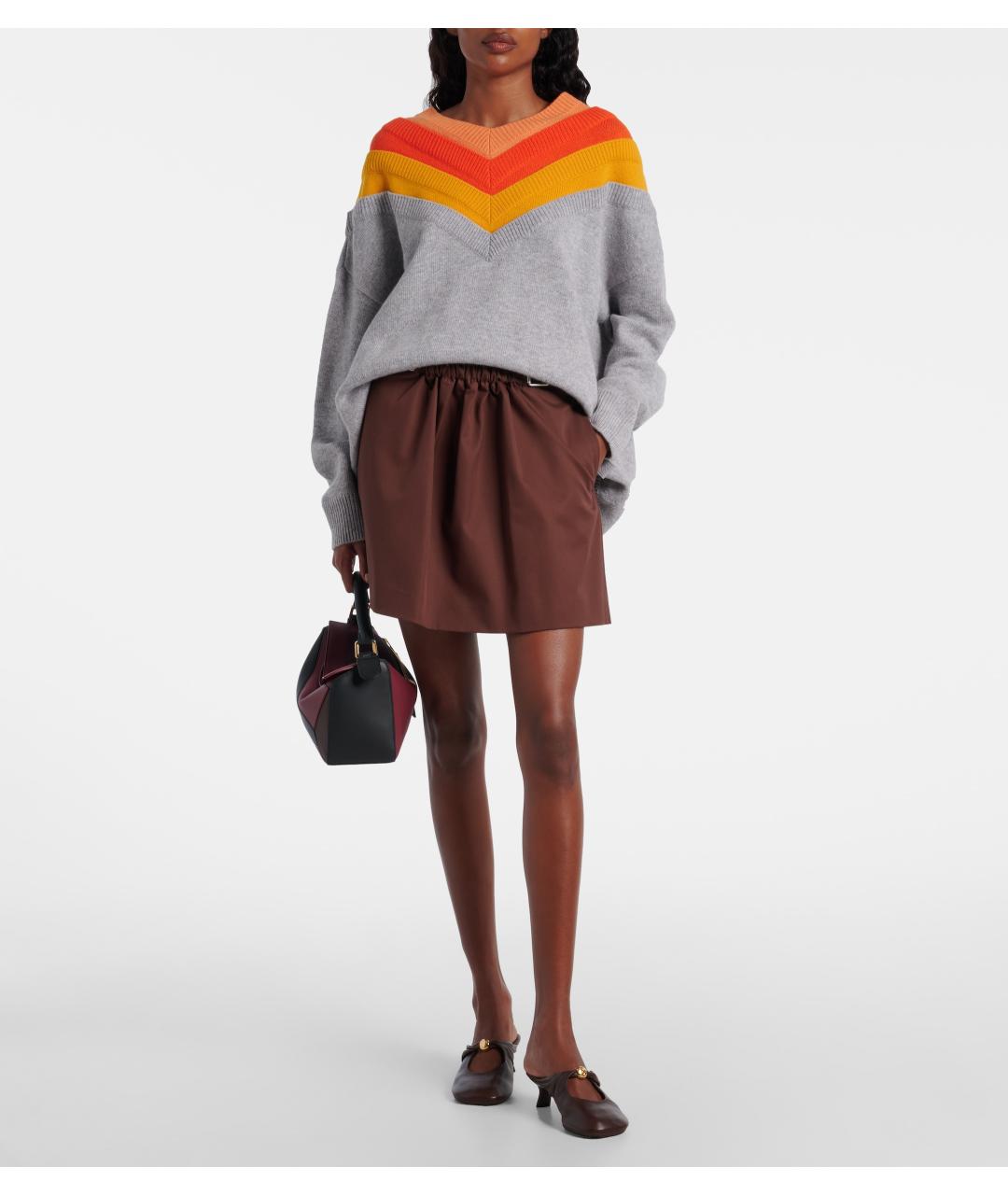 LOEWE Коричневая хлопковая юбка мини, фото 5