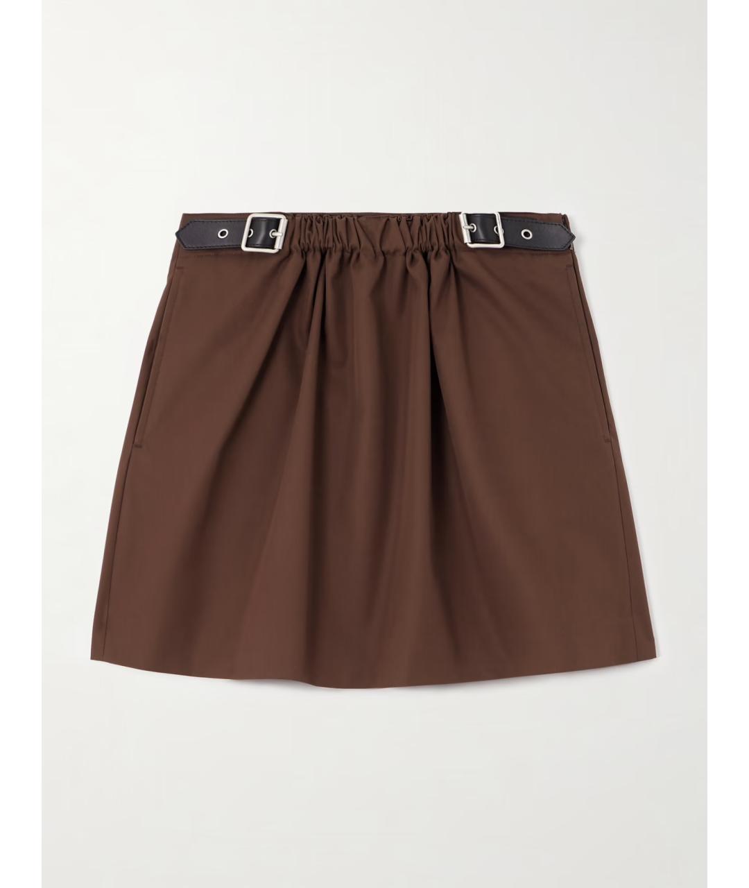 LOEWE Коричневая хлопковая юбка мини, фото 10
