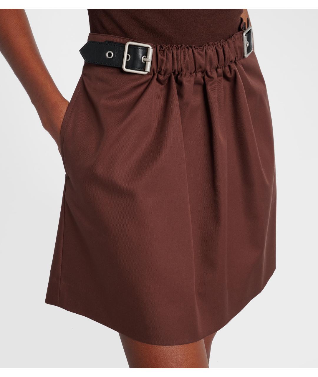 LOEWE Коричневая хлопковая юбка мини, фото 7