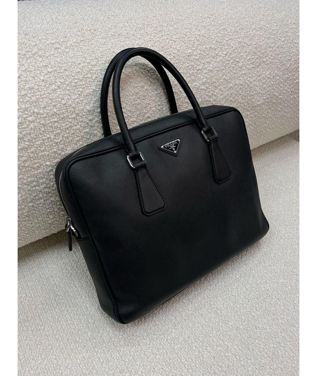 PRADA Черный кожаный портфель, фото 6