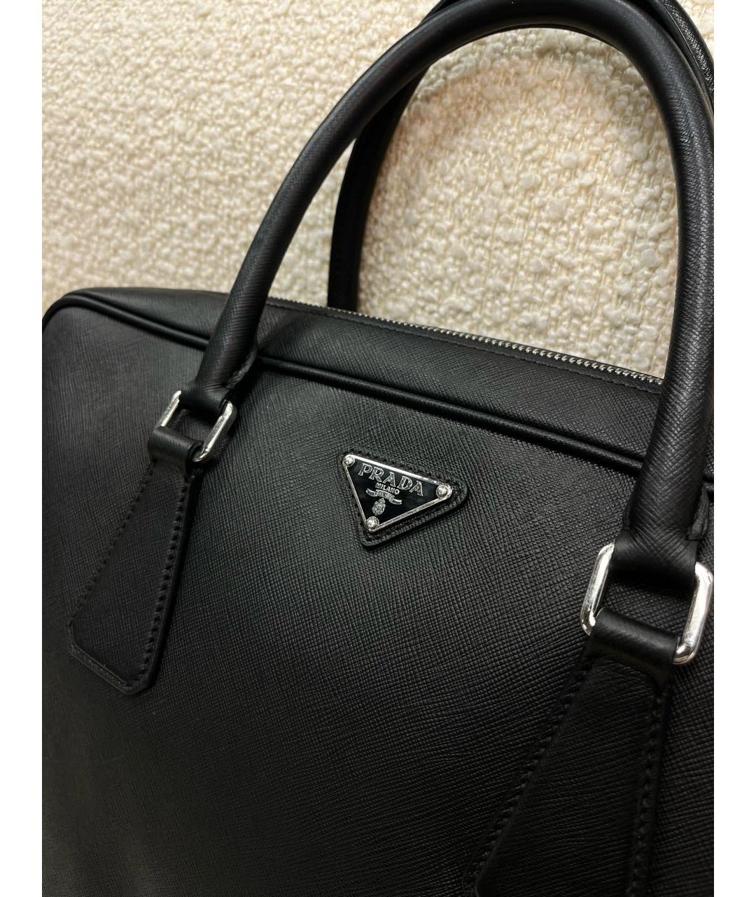 PRADA Черный кожаный портфель, фото 5