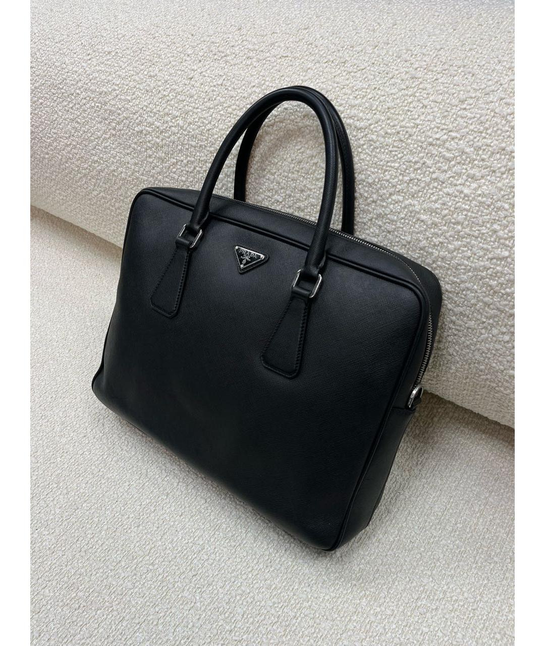 PRADA Черный кожаный портфель, фото 2