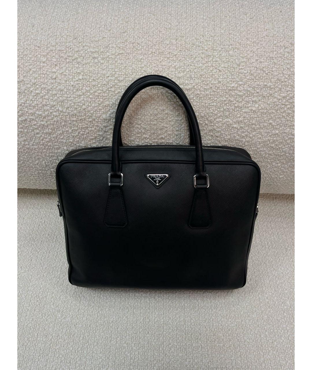 PRADA Черный кожаный портфель, фото 9