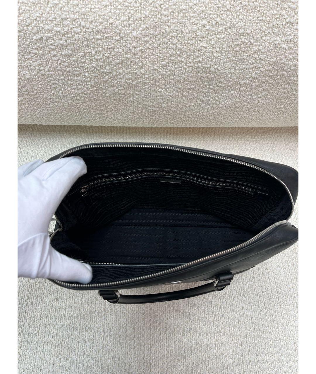 PRADA Черный кожаный портфель, фото 4