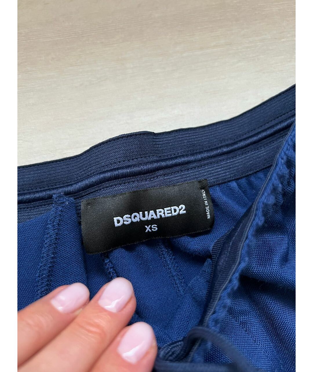 DSQUARED2 Синие полиэстеровые брюки широкие, фото 3