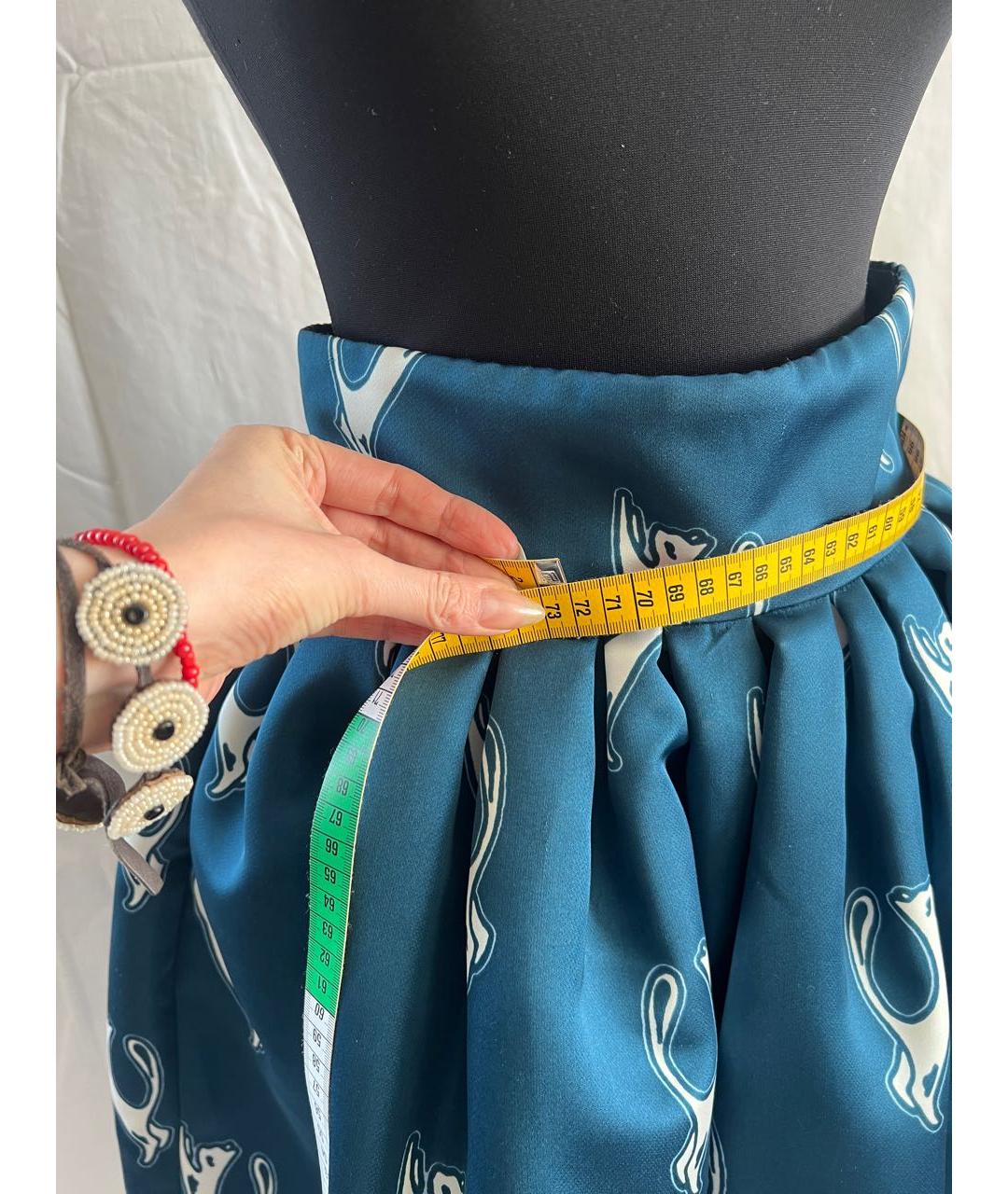 PINKO Голубая ацетатная юбка миди, фото 6