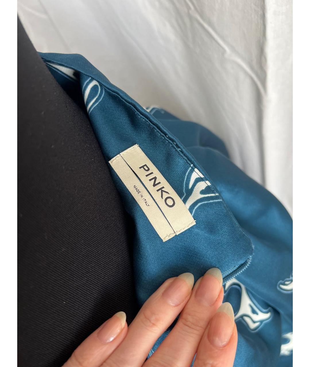 PINKO Голубая ацетатная юбка миди, фото 3