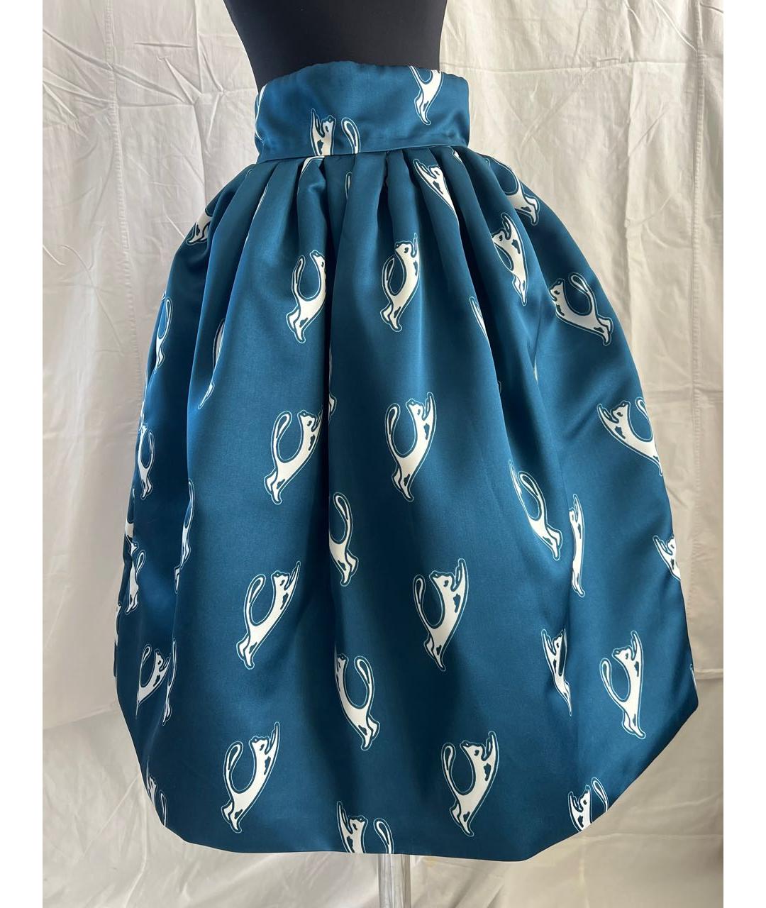 PINKO Голубая ацетатная юбка миди, фото 8