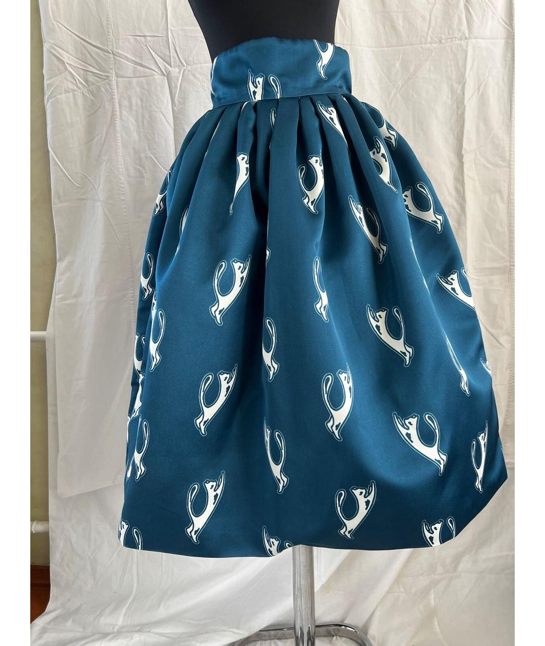 PINKO Голубая ацетатная юбка миди, фото 2
