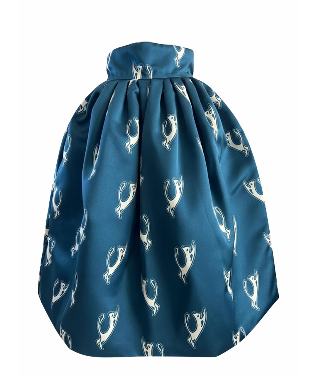 PINKO Голубая ацетатная юбка миди, фото 1