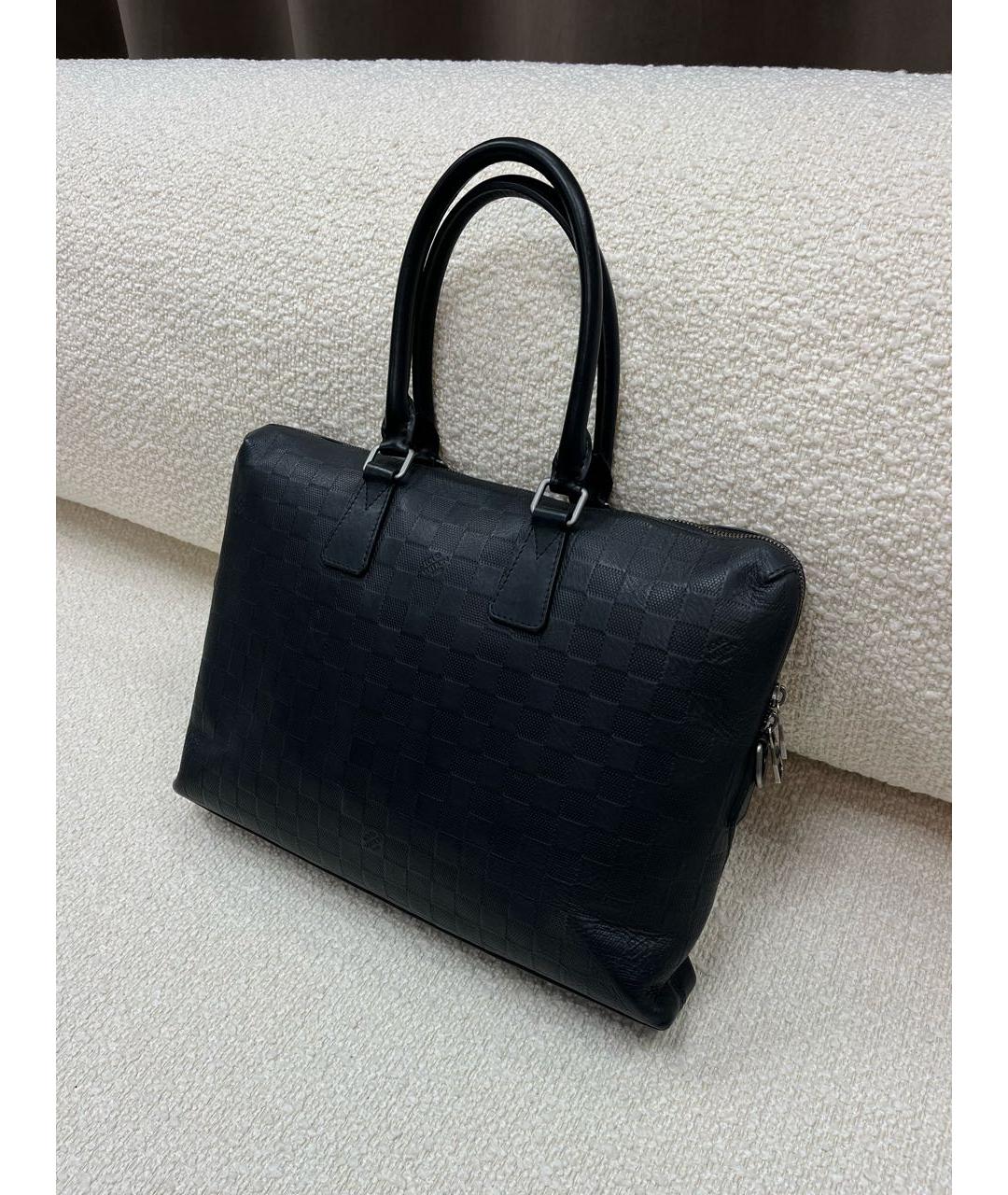 LOUIS VUITTON Черный кожаный портфель, фото 2