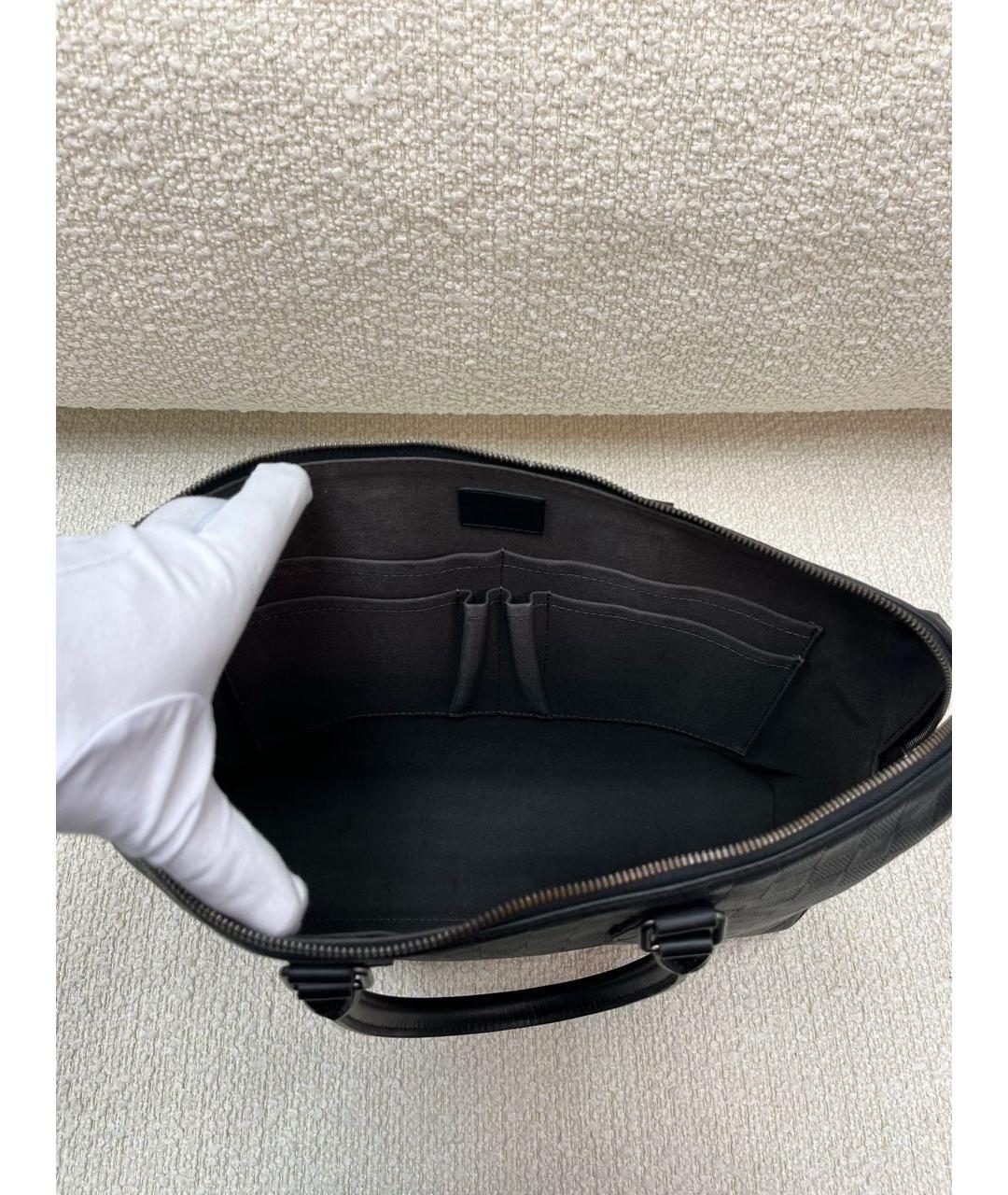 LOUIS VUITTON Черный кожаный портфель, фото 4