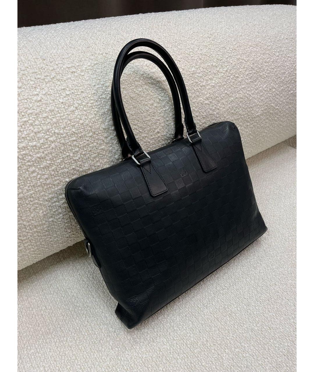 LOUIS VUITTON Черный кожаный портфель, фото 5