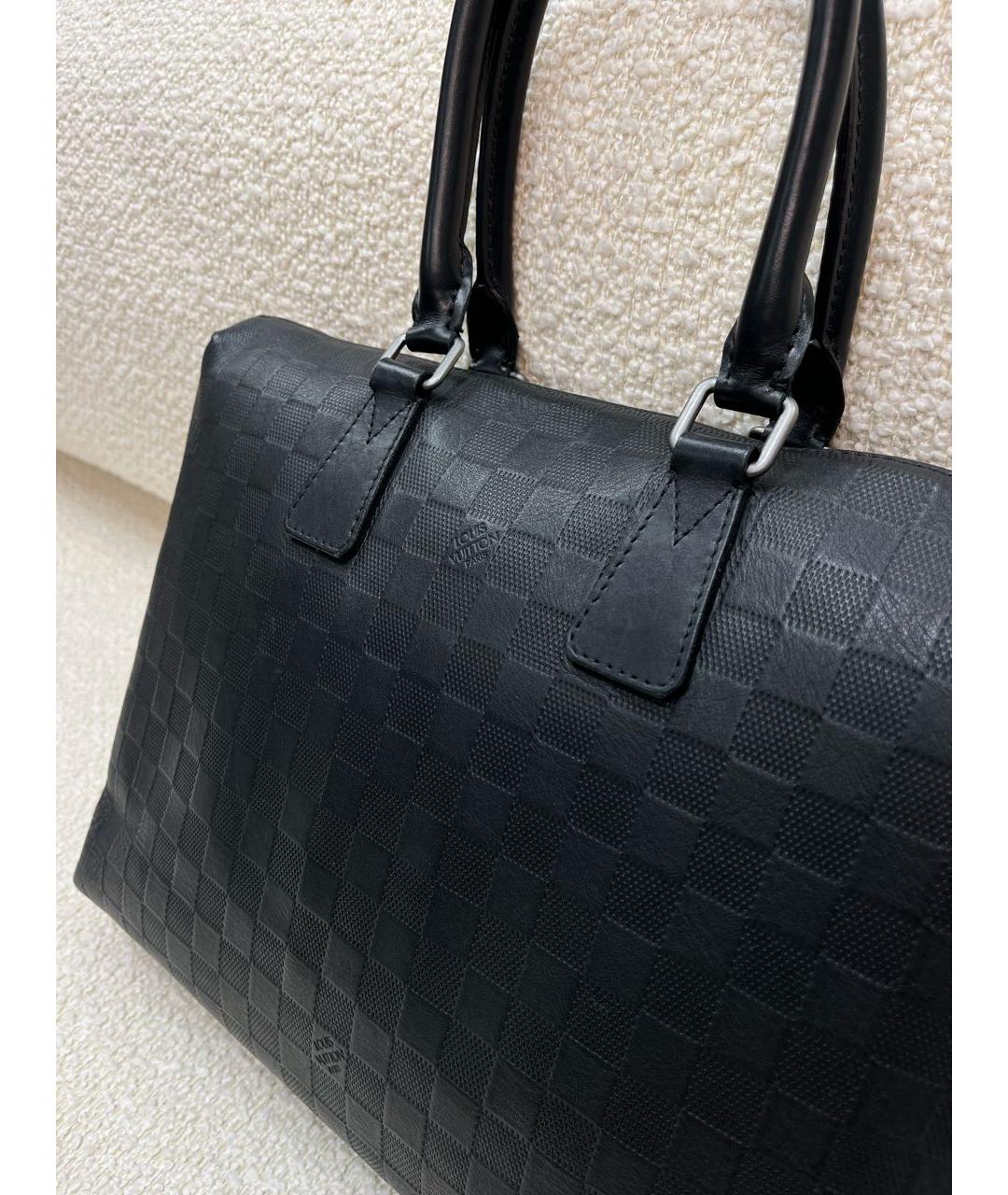 LOUIS VUITTON Черный кожаный портфель, фото 6