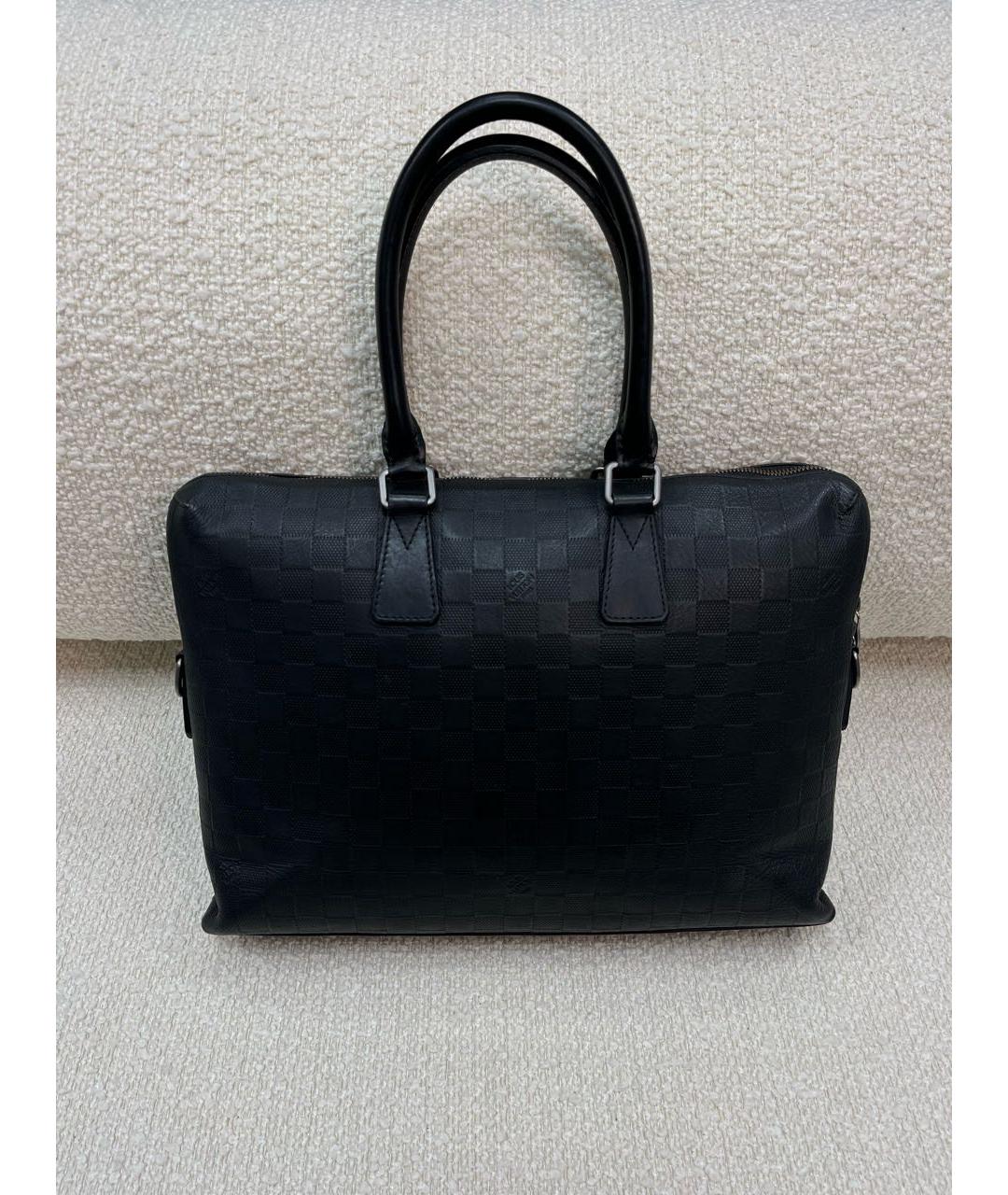 LOUIS VUITTON Черный кожаный портфель, фото 9