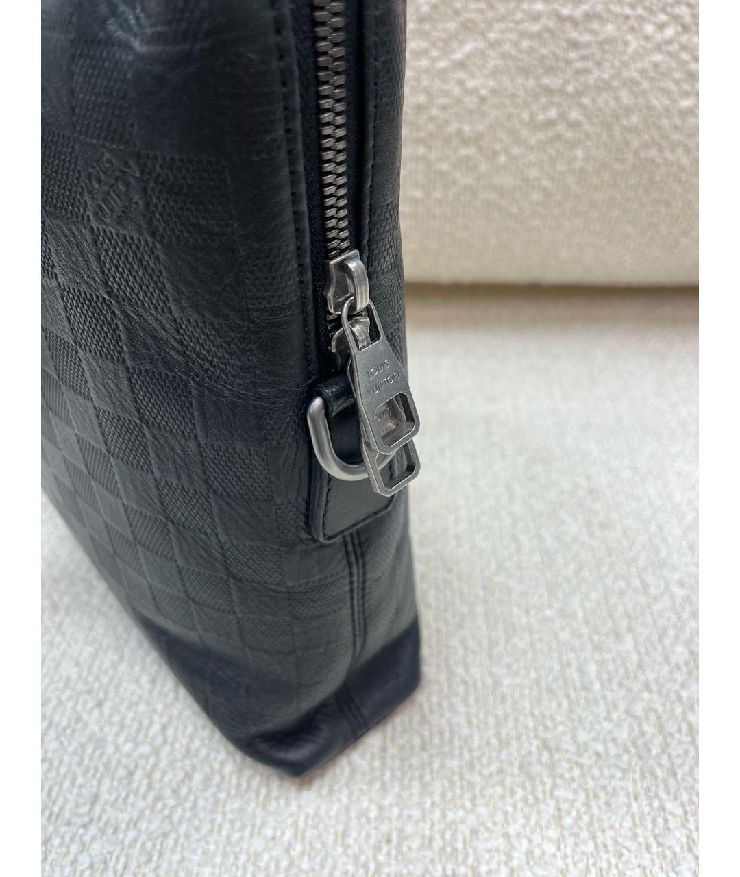 LOUIS VUITTON Черный кожаный портфель, фото 7