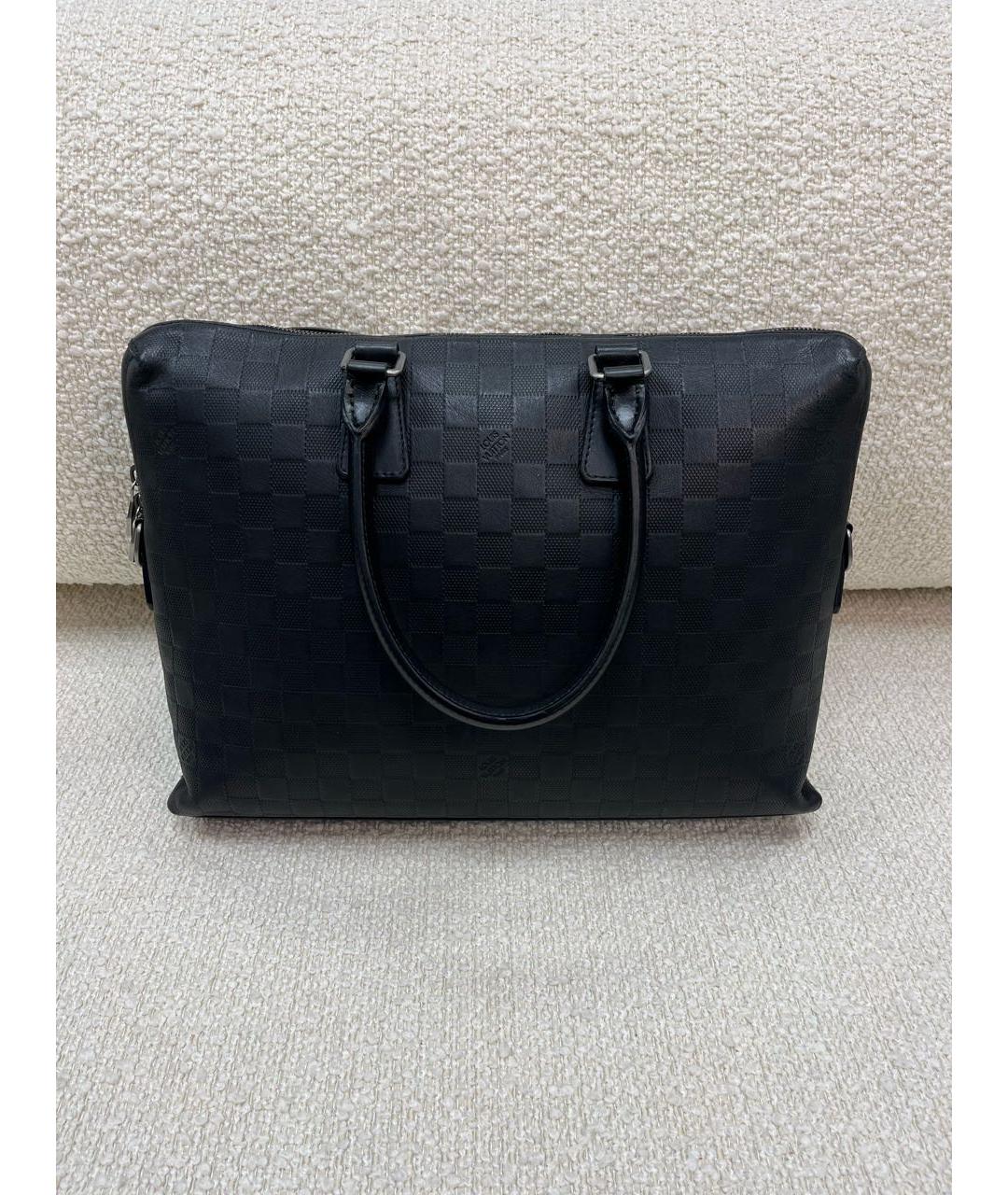 LOUIS VUITTON Черный кожаный портфель, фото 3