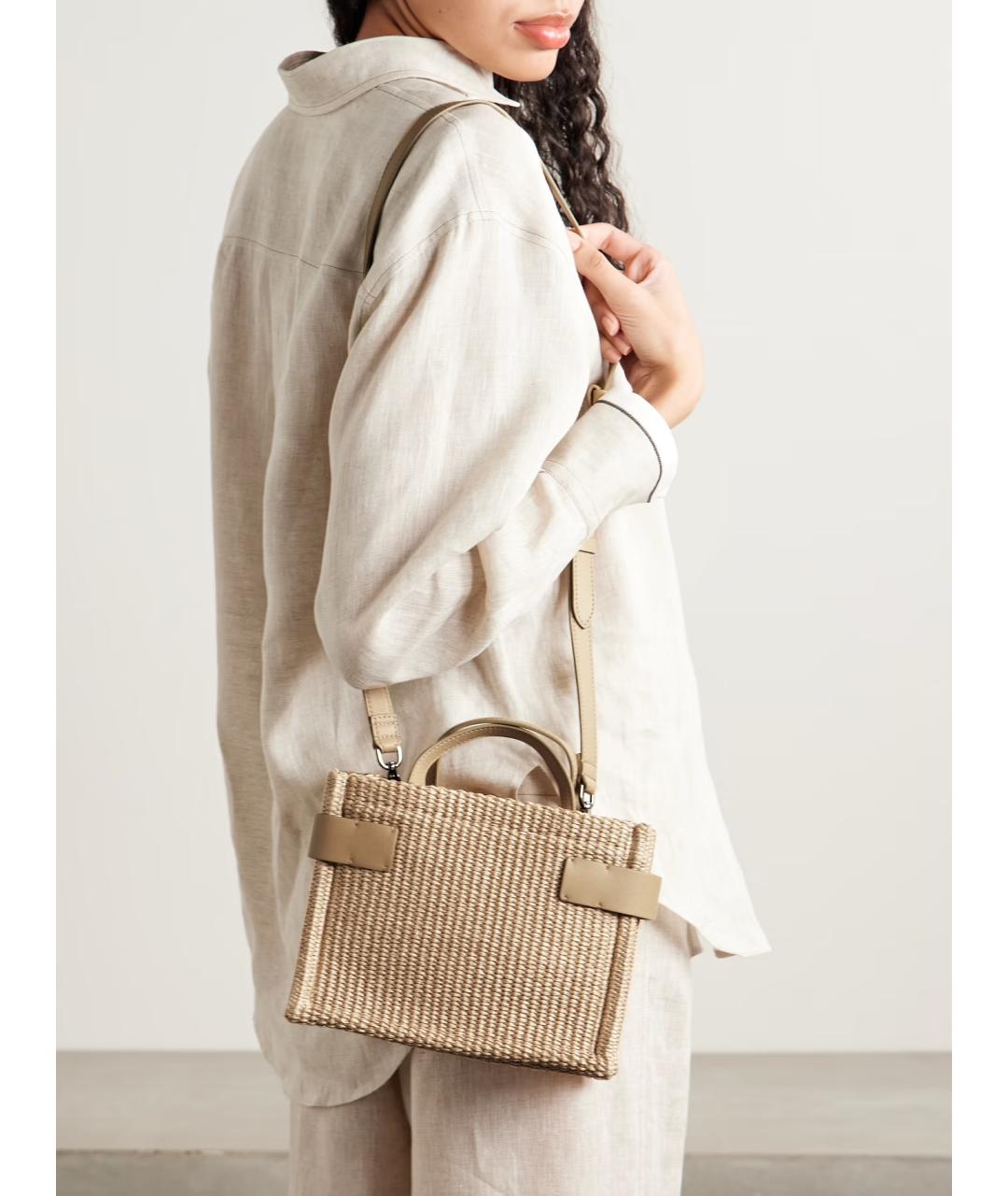 BRUNELLO CUCINELLI Бежевая пелетеная сумка с короткими ручками, фото 2