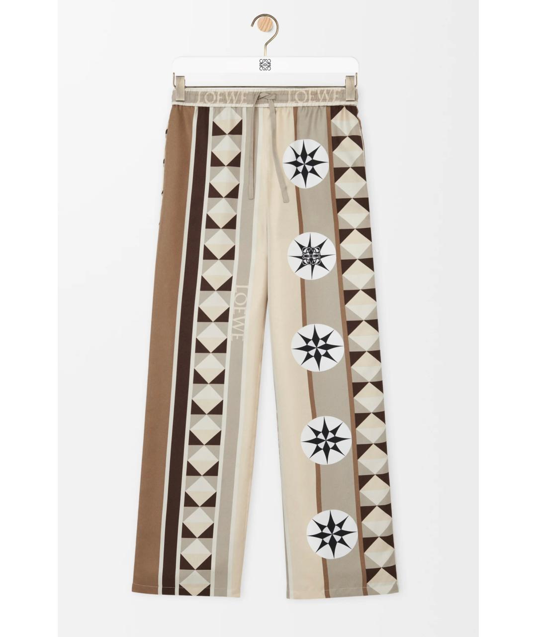 LOEWE Бежевые шелковые прямые брюки, фото 9