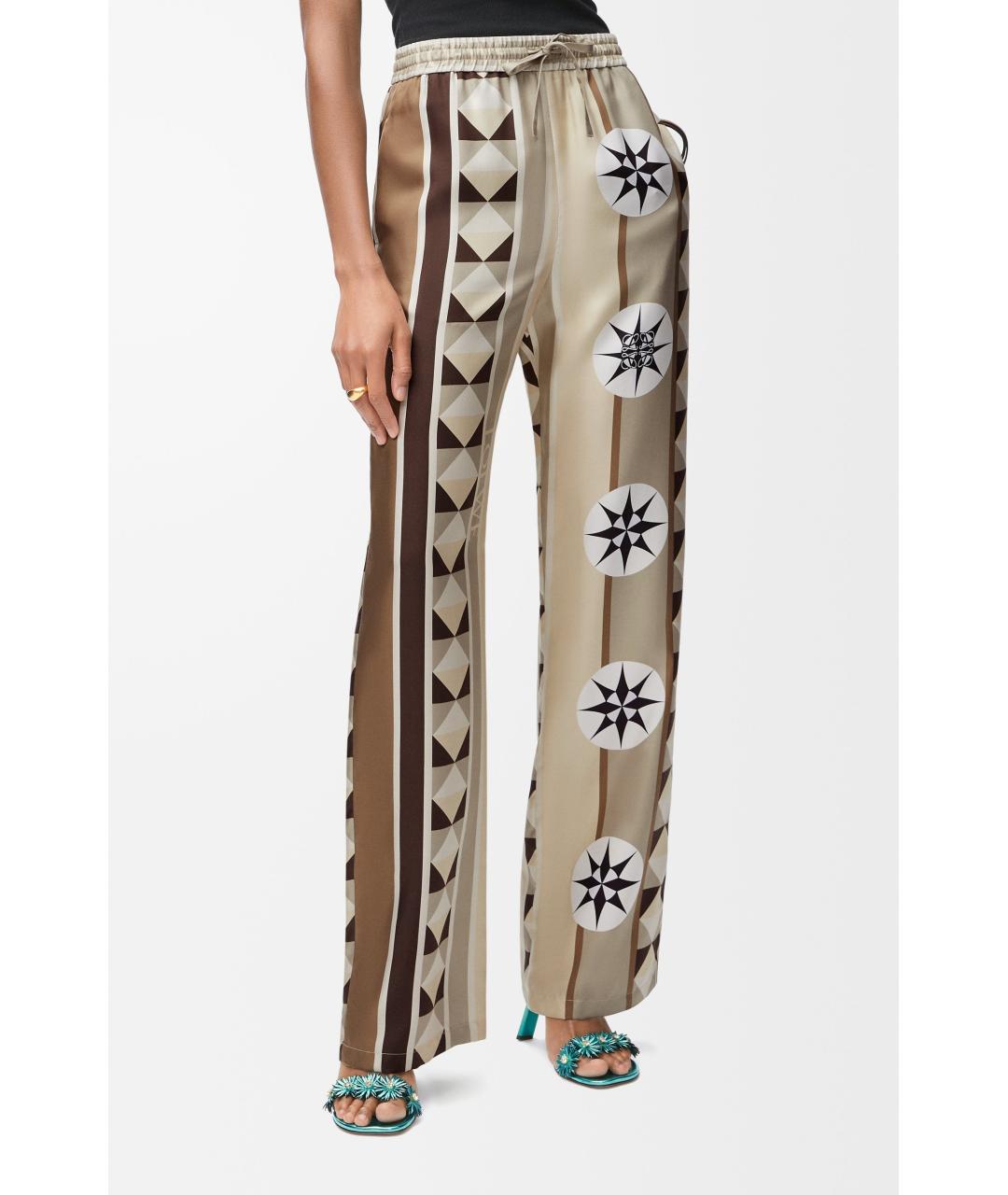 LOEWE Бежевые шелковые прямые брюки, фото 6