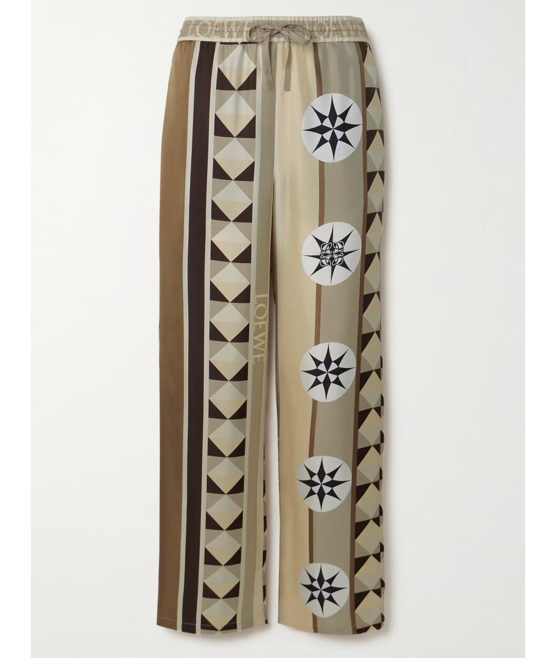 LOEWE Бежевые шелковые прямые брюки, фото 10