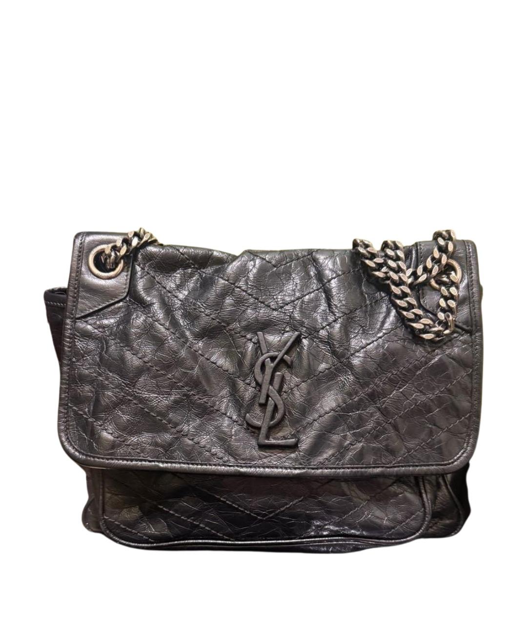 SAINT LAURENT Черная кожаная сумка через плечо, фото 1