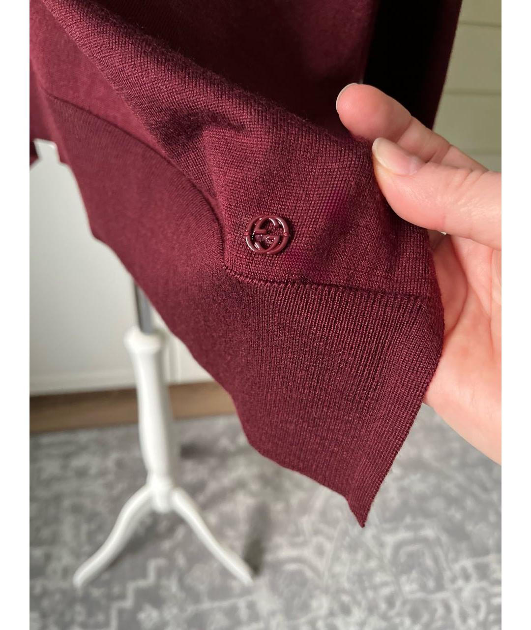 GUCCI Бордовый кашемировый джемпер / свитер, фото 5