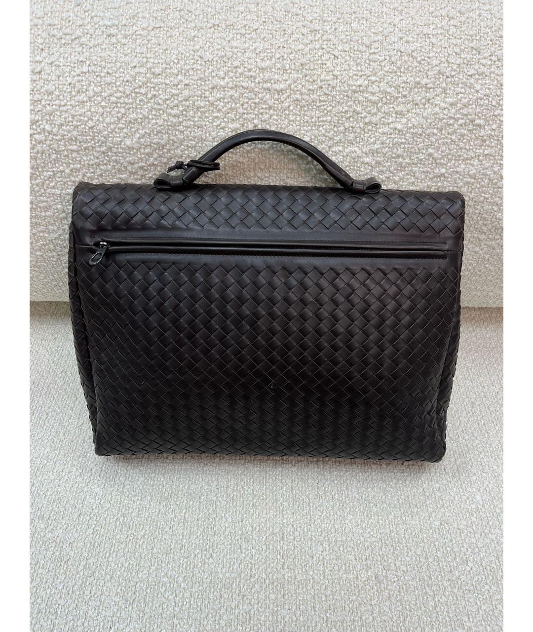 BOTTEGA VENETA Коричневый кожаный портфель, фото 4
