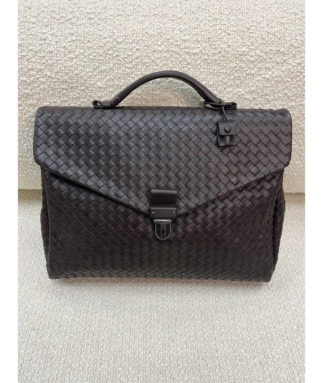 BOTTEGA VENETA Коричневый кожаный портфель, фото 9