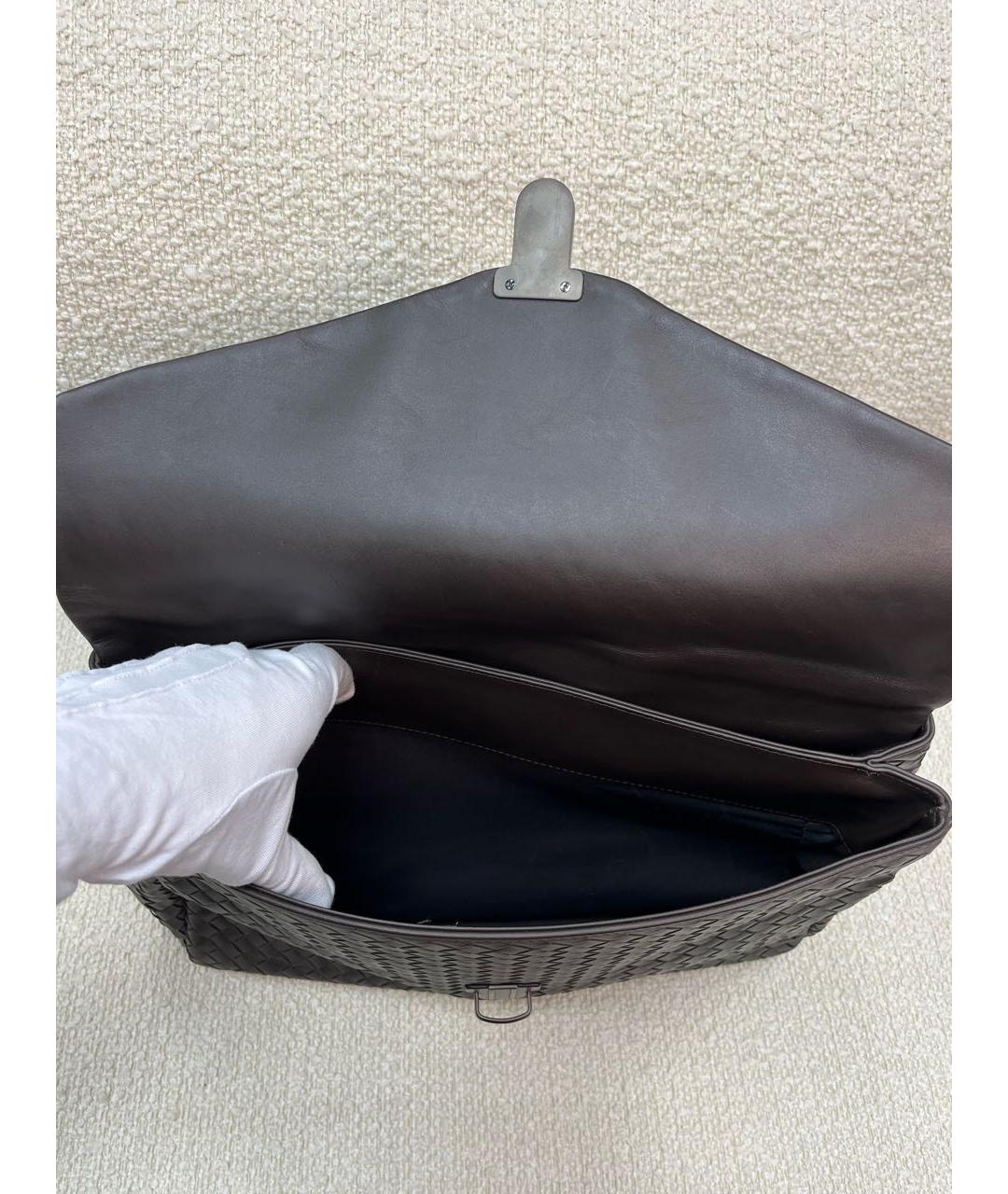 BOTTEGA VENETA Коричневый кожаный портфель, фото 3