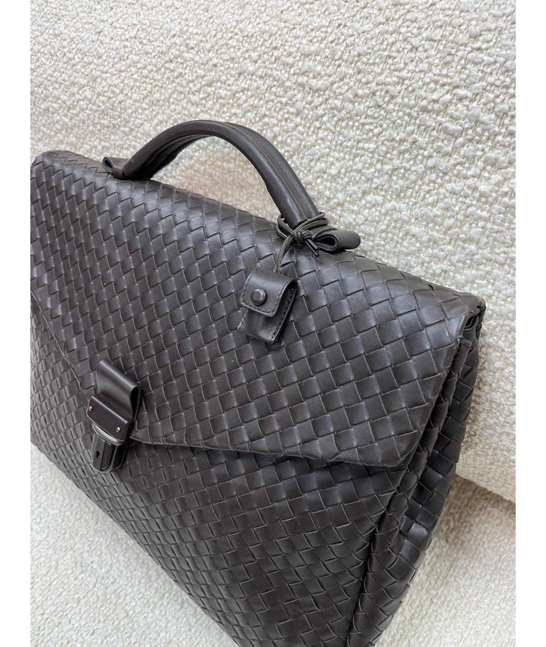 BOTTEGA VENETA Коричневый кожаный портфель, фото 5