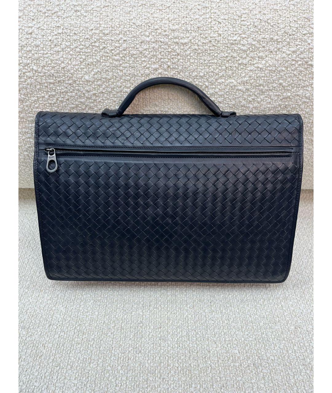 BOTTEGA VENETA Темно-синий кожаный портфель, фото 3